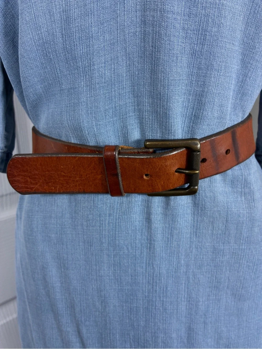 Banana Republic Men's belt Sz 38 Brown Genuine Italian Leather Brass Buckle